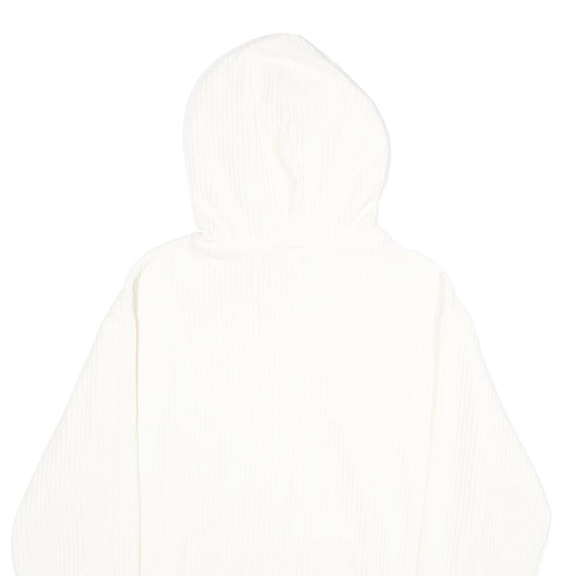 H&M Mens White Corduroy Hoodie M Casual Pullover Drawstring Hooded Sweatshirt