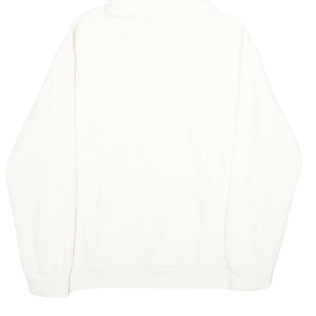 H&M Mens White Corduroy Hoodie M Casual Pullover Drawstring Hooded Sweatshirt