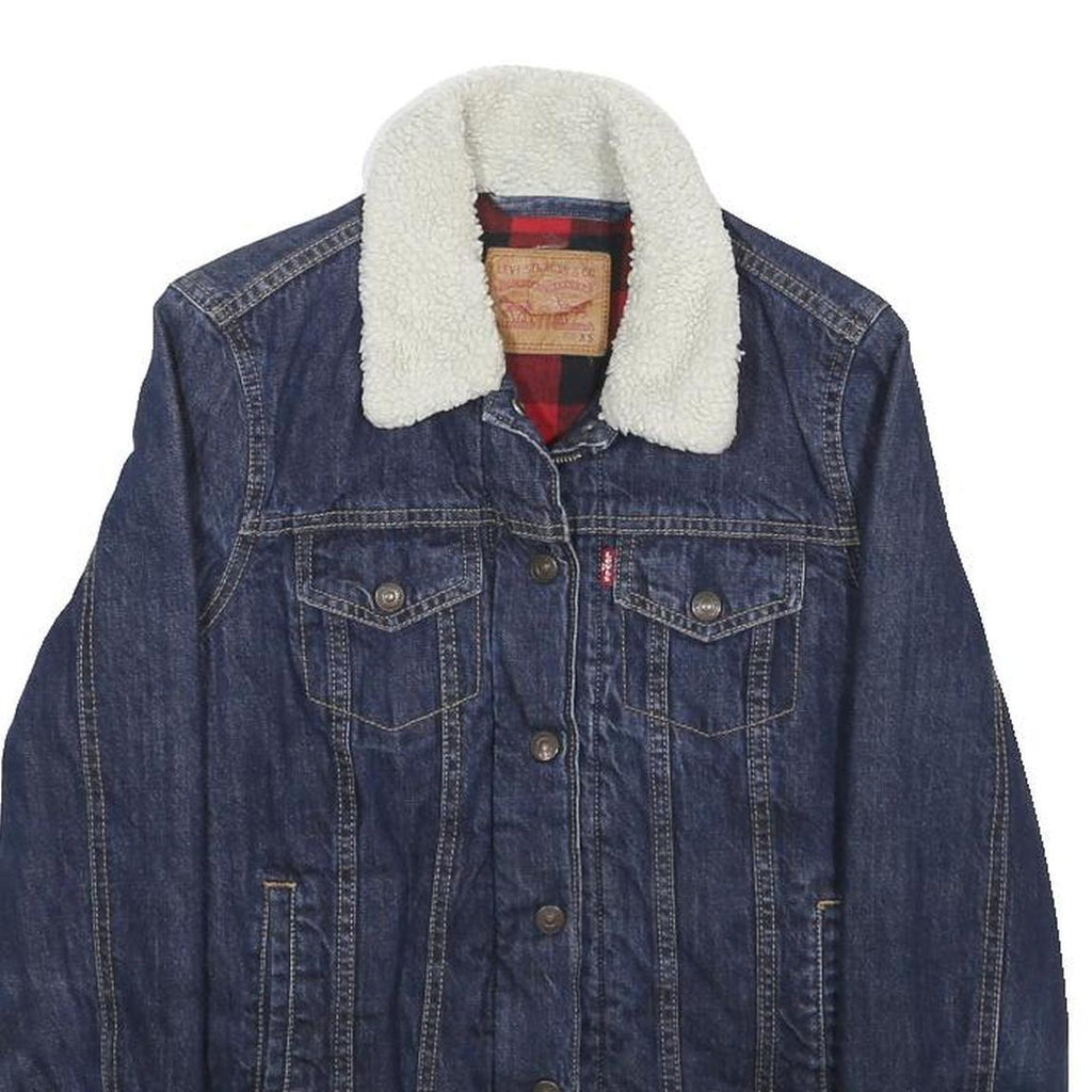 LEVI'S Womens Blue Denim Sherpa Collar Jacket XS Cotton Classic Fit Zip