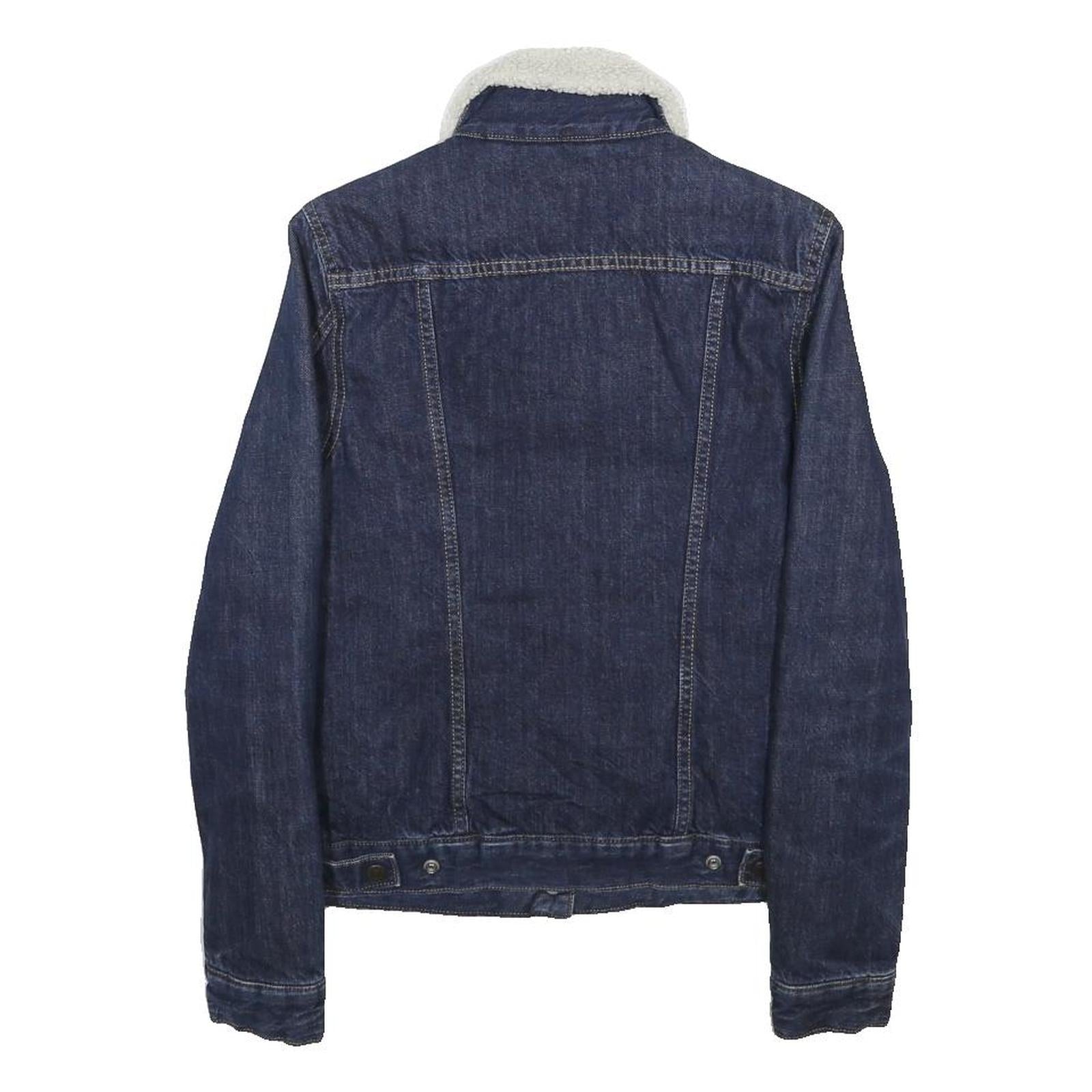 LEVI'S Womens Blue Denim Sherpa Collar Jacket XS Cotton Classic Fit Zip