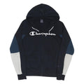 CHAMPION Mens Black Navy & White Zip Up Hoodie L Cotton Blend Casual Streetwear