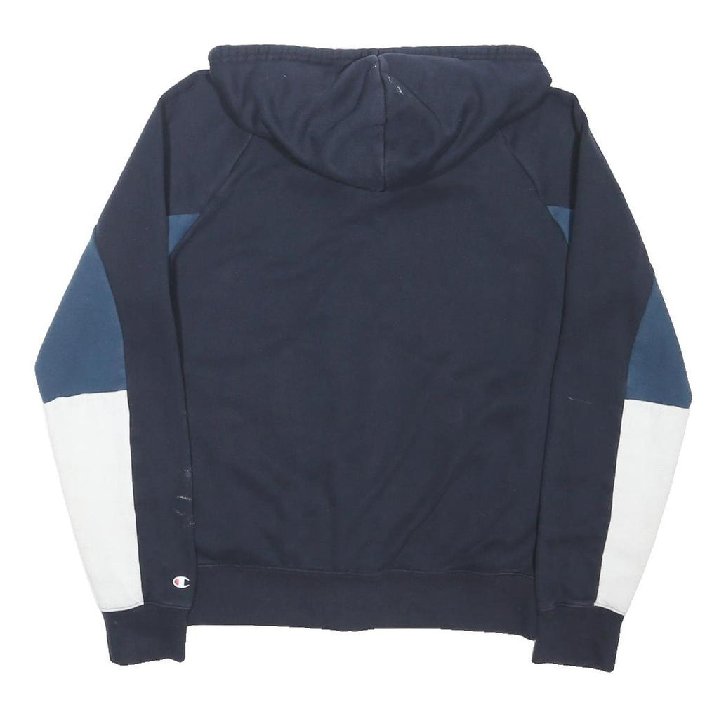 CHAMPION Mens Black Navy & White Zip Up Hoodie L Cotton Blend Casual Streetwear