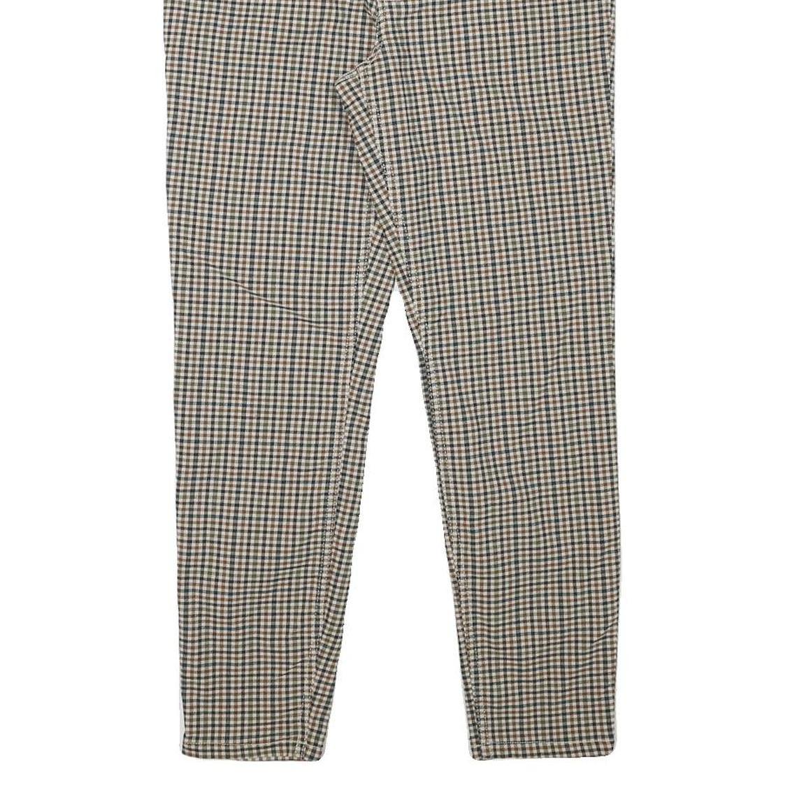 TOMMY HILFIGER Womens Polyester Blend Beige Check Slim Skinny Trousers W30 L26