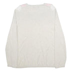 TOMMY HILFIGER Womens Cream Beige Pink Argyle Pattern V-Neck Slim Jumper XL
