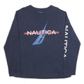NAUTICA Mens Navy Blue Logo Print Long Sleeve Crew Neck XL Casual Cotton Blend