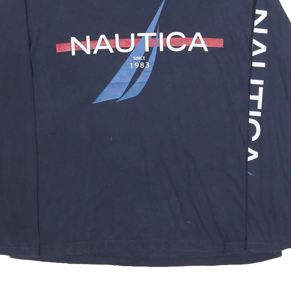 NAUTICA Mens Navy Blue Logo Print Long Sleeve Crew Neck XL Casual Cotton Blend
