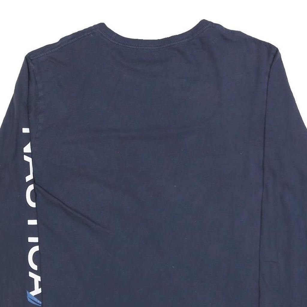 NAUTICA Mens Navy Blue Logo Print Long Sleeve Crew Neck XL Casual Cotton Blend