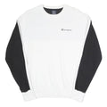 CHAMPION Mens White & Black Logo Crew Neck Sweatshirt S Cotton Blend Pullover