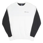 CHAMPION Mens White & Black Logo Crew Neck Sweatshirt S Cotton Blend Pullover