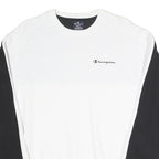 CHAMPION Mens White & Black Logo Crew Neck Sweatshirt S Cotton Blend Pullover