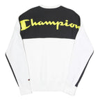 CHAMPION Mens White & Black Logo Crew Neck Sweatshirt S Cotton Blend Pullover