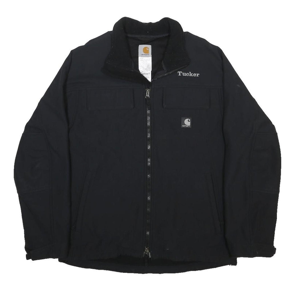 CARHARTT Mens Black Nylon Workwear Jacket M Plain Zip Pocket Durable