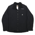 CARHARTT Mens Black Nylon Workwear Jacket M Plain Zip Pocket Durable