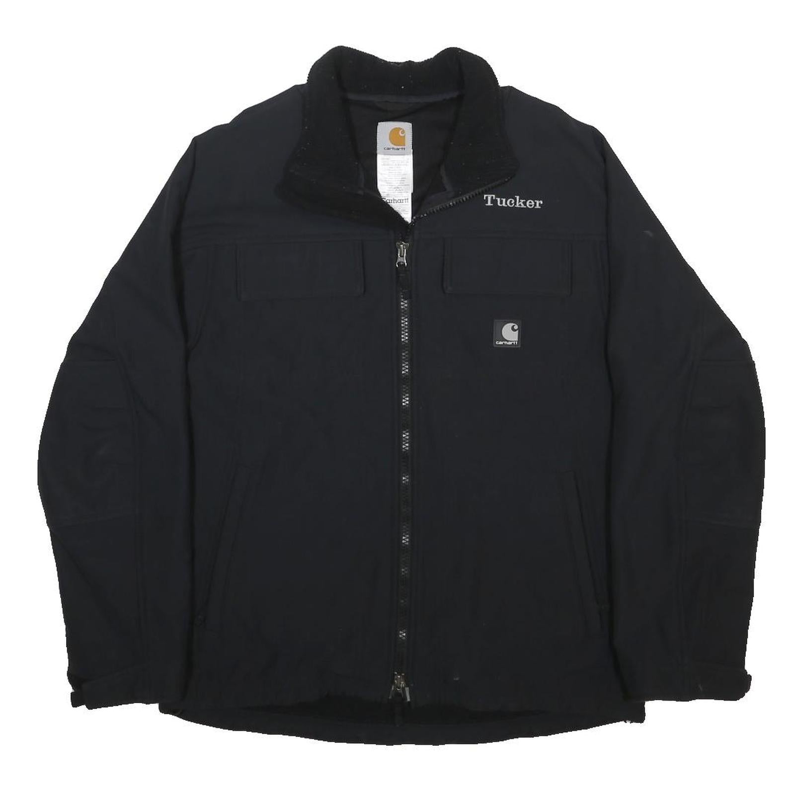 CARHARTT Mens Black Nylon Workwear Jacket M Plain Zip Pocket Durable