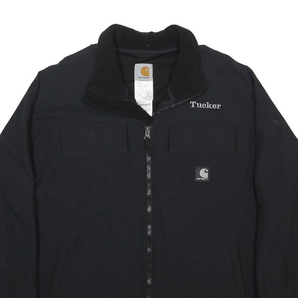 CARHARTT Mens Black Nylon Workwear Jacket M Plain Zip Pocket Durable