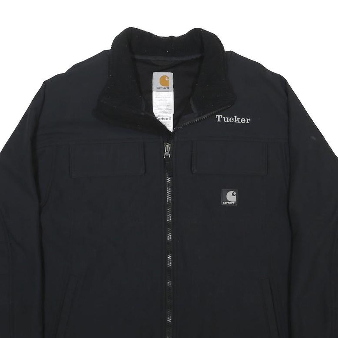 CARHARTT Mens Black Nylon Workwear Jacket M Plain Zip Pocket Durable