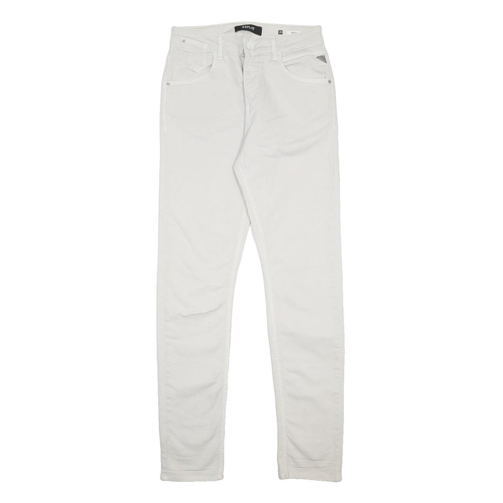 REPLAY Womens White Slim Skinny Denim Cotton Blend W26 L31 Stylish Summer Jeans