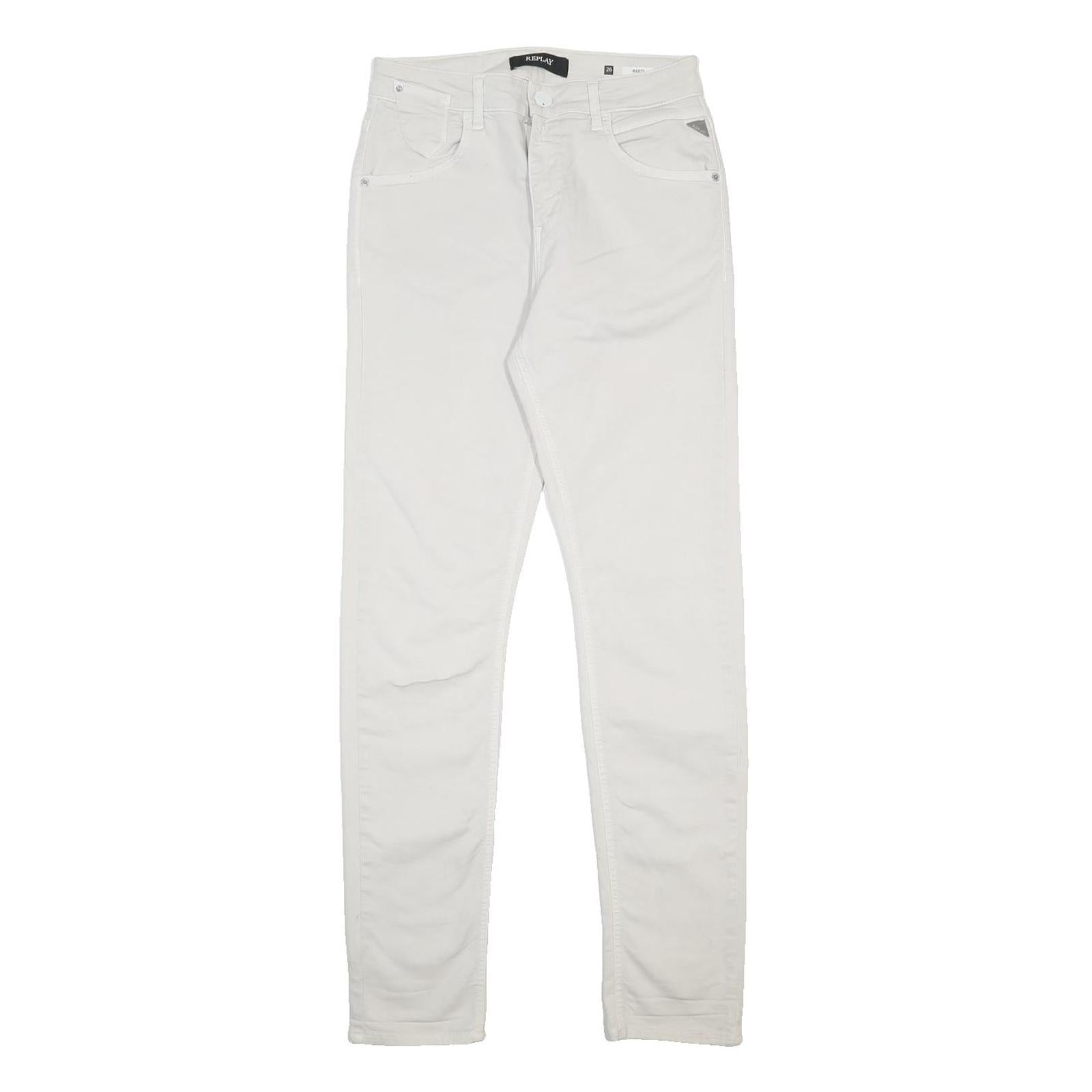 REPLAY Womens White Slim Skinny Denim Cotton Blend W26 L31 Stylish Summer Jeans