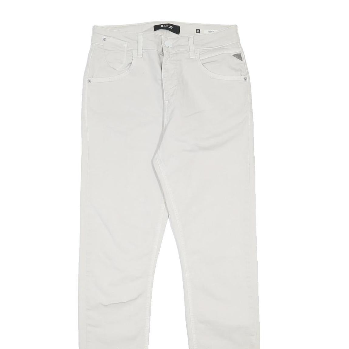 REPLAY Womens White Slim Skinny Denim Cotton Blend W26 L31 Stylish Summer Jeans