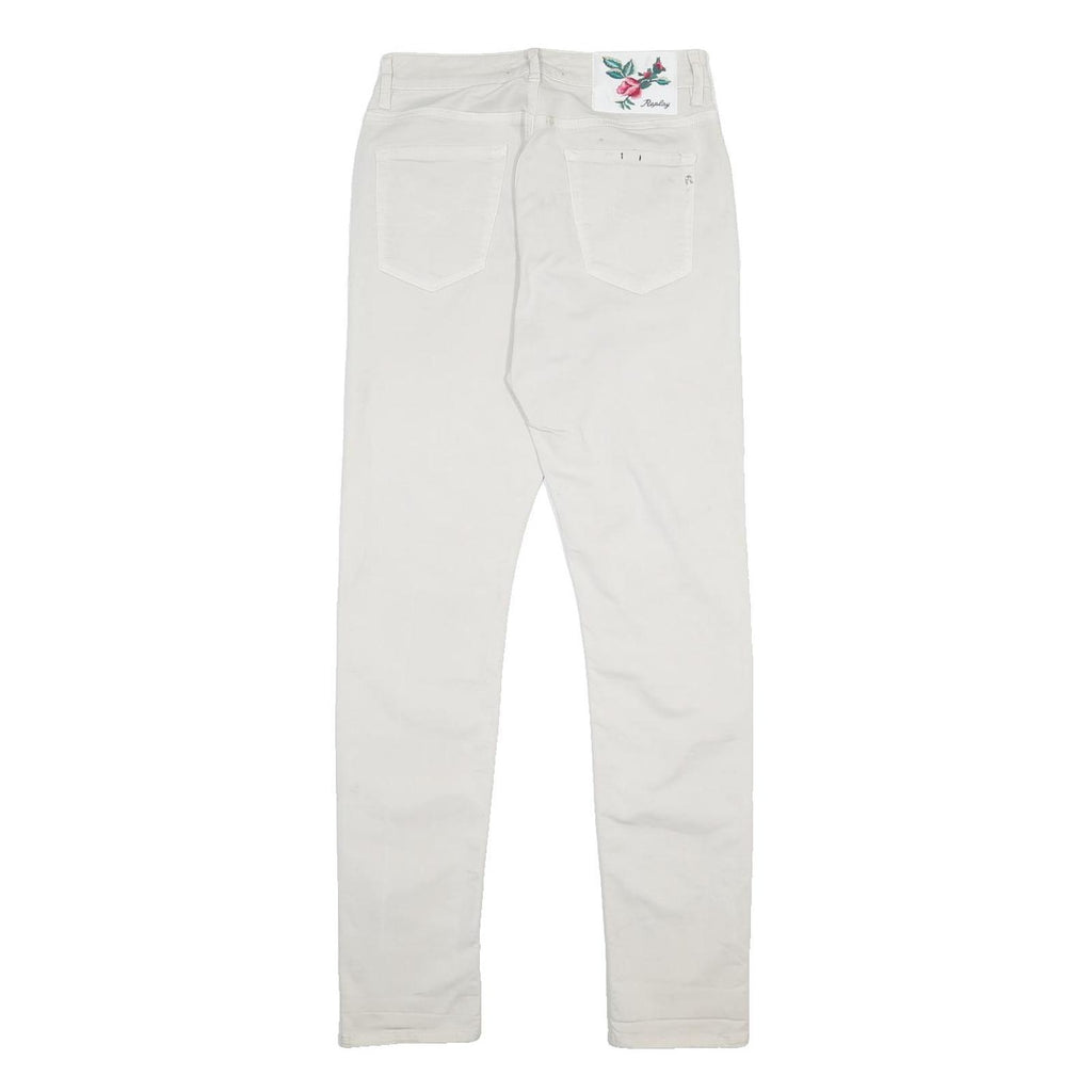 REPLAY Womens White Slim Skinny Denim Cotton Blend W26 L31 Stylish Summer Jeans