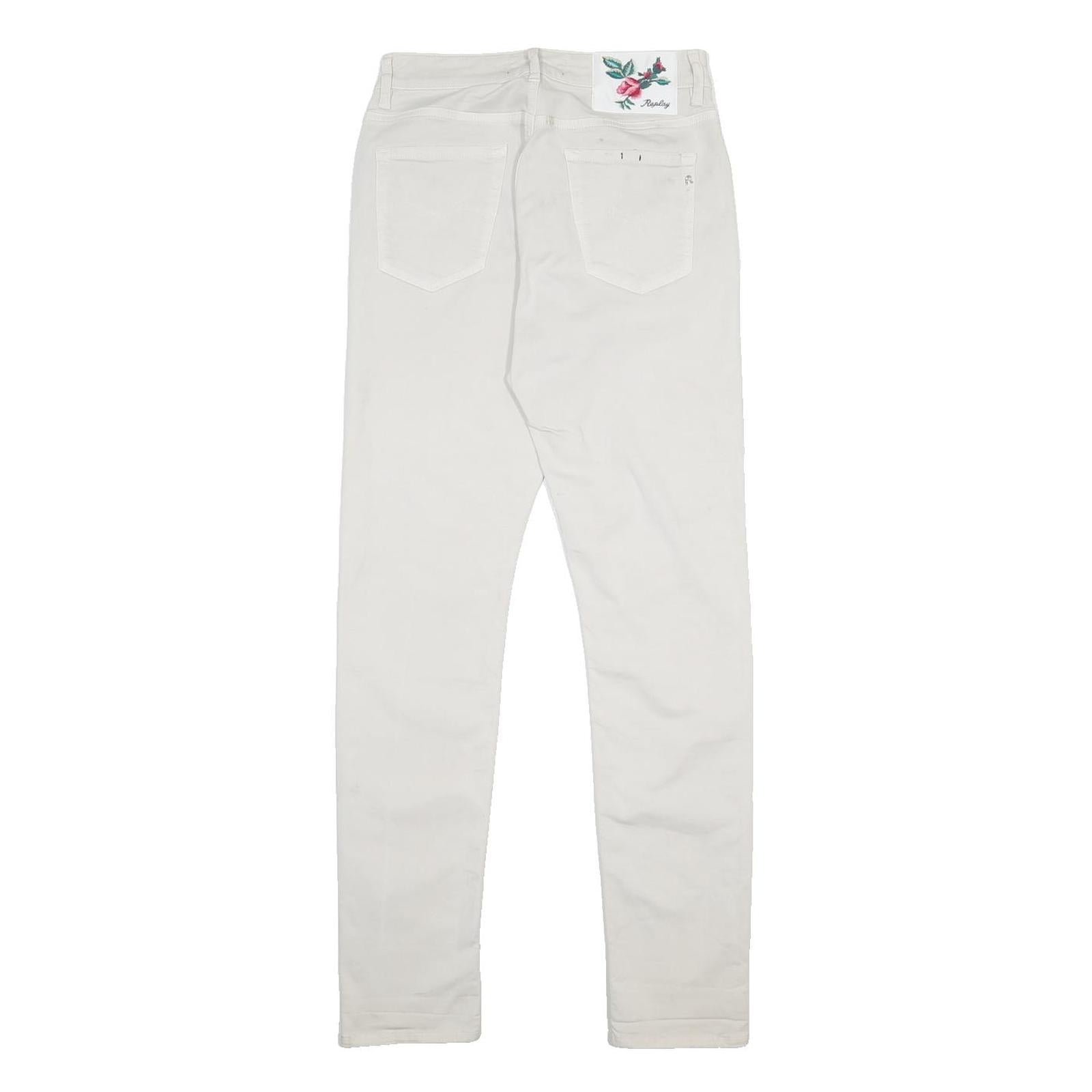 REPLAY Womens White Slim Skinny Denim Cotton Blend W26 L31 Stylish Summer Jeans