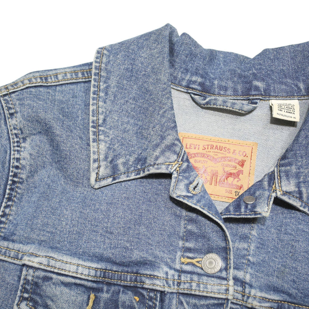 LEVI'S Womens Blue Denim Jacket L Cotton Blend Button Classic Fit Casual
