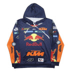 Mens Blue & Orange Motorsport Racing Hoodie 2XL Polyester Blend Pullover