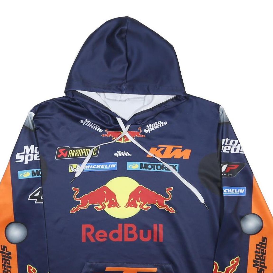 Mens Blue & Orange Motorsport Racing Hoodie 2XL Polyester Blend Pullover