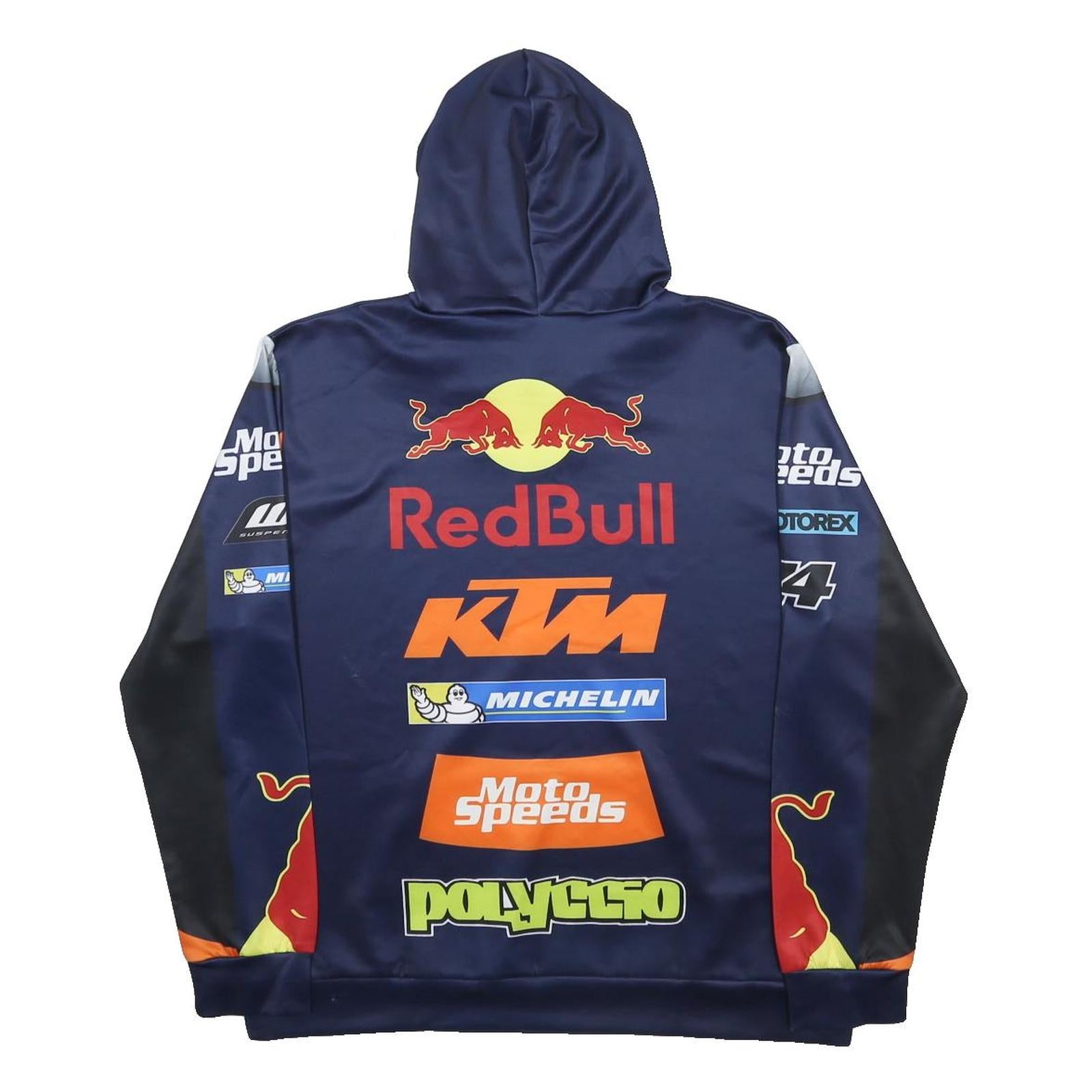 Mens Blue & Orange Motorsport Racing Hoodie 2XL Polyester Blend Pullover