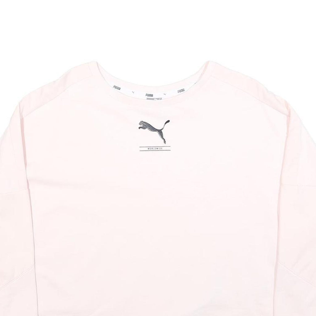 PUMA Womens Pink Crew Neck XS Lightweight Logo Sweatshirt Pullover