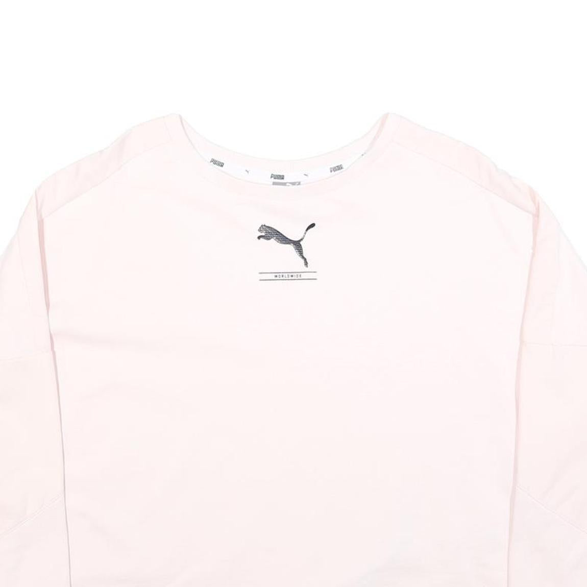 PUMA Womens Pink Crew Neck XS Lightweight Logo Sweatshirt Pullover
