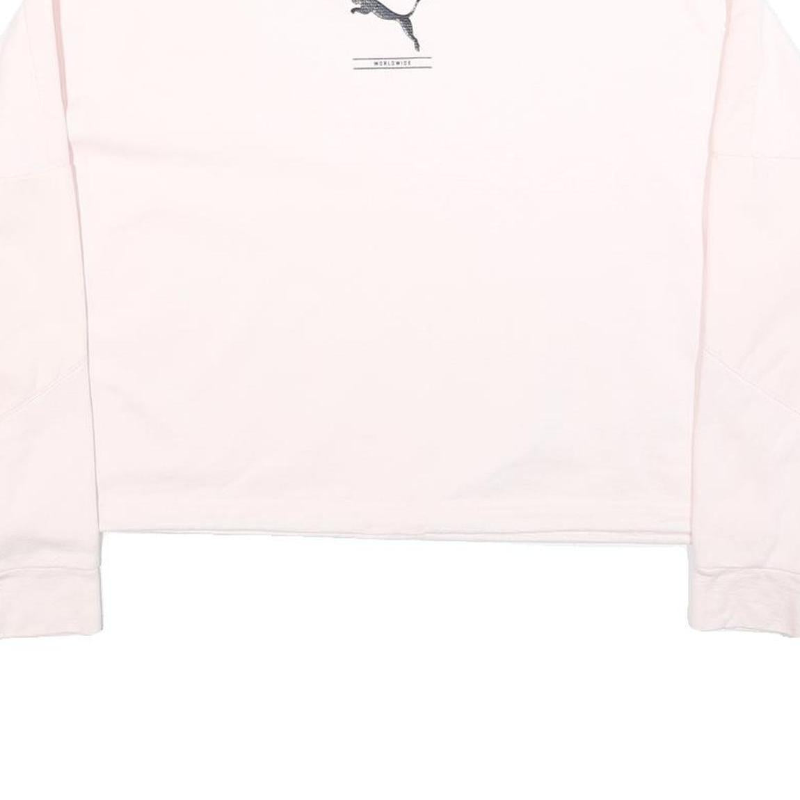PUMA Womens Pink Crew Neck XS Lightweight Logo Sweatshirt Pullover