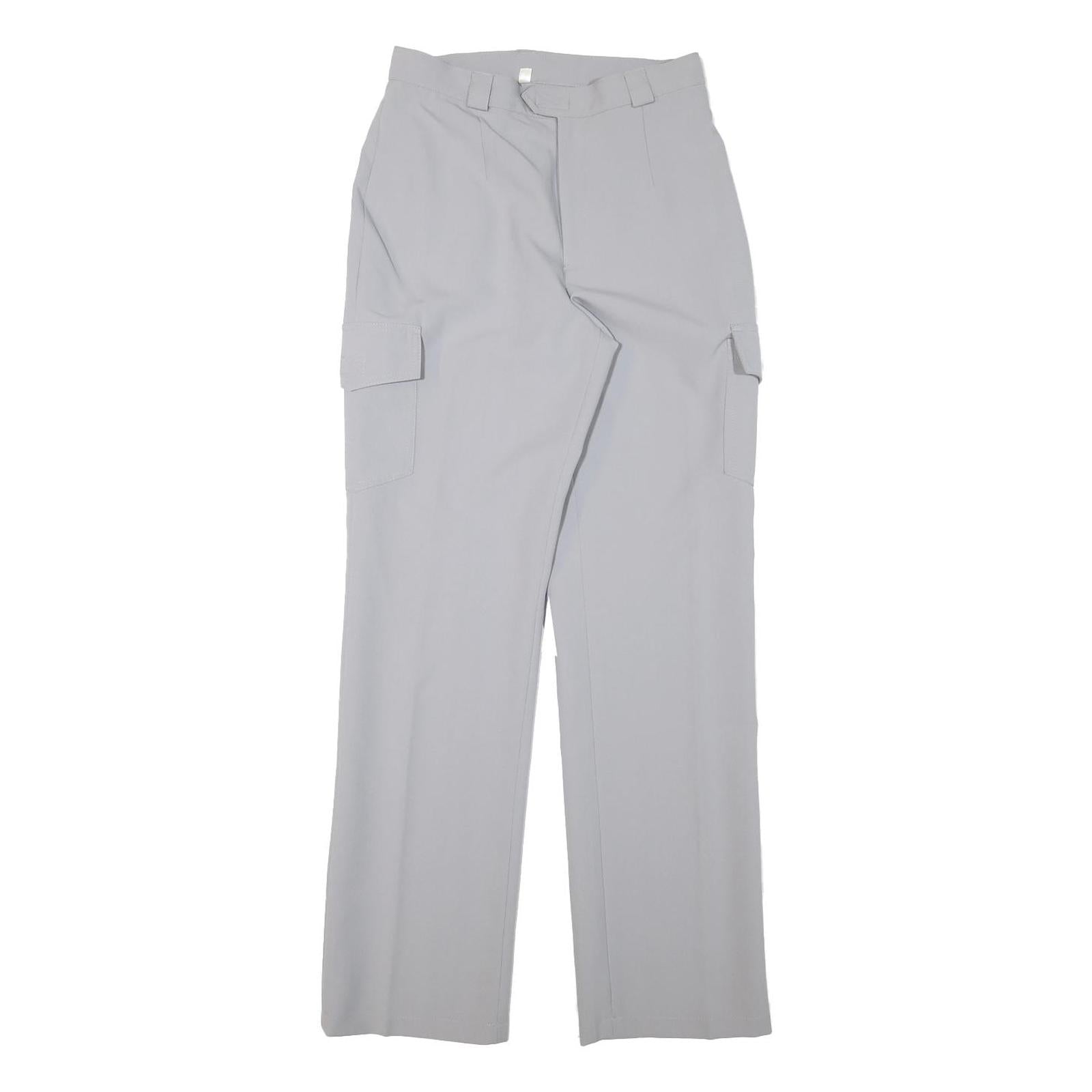 Grey Womens Polyester Blend Regular Fit Straight Leg Trousers W26 L30 Casual