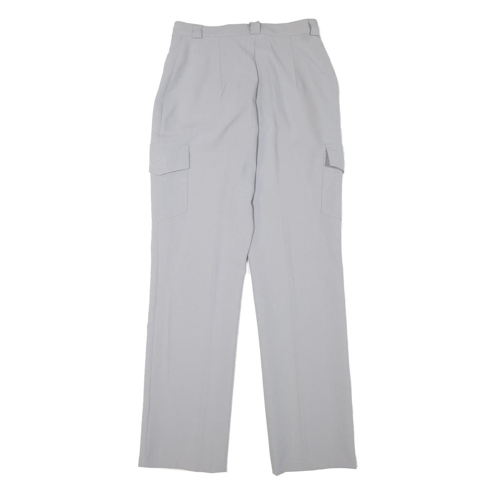 Grey Womens Polyester Blend Regular Fit Straight Leg Trousers W26 L30 Casual