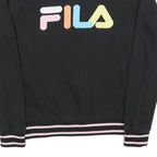 FILA Womens Black Crew Neck S Colourful Logo Sweatshirt Striped Cuffs