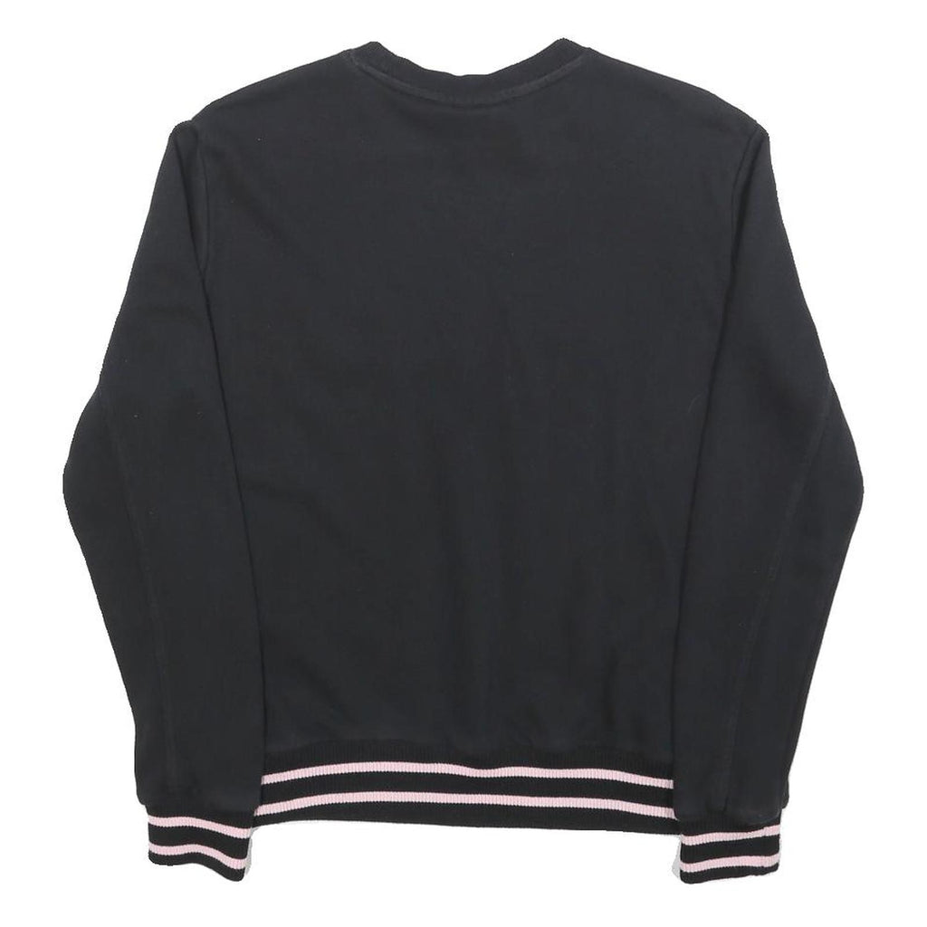 FILA Womens Black Crew Neck S Colourful Logo Sweatshirt Striped Cuffs