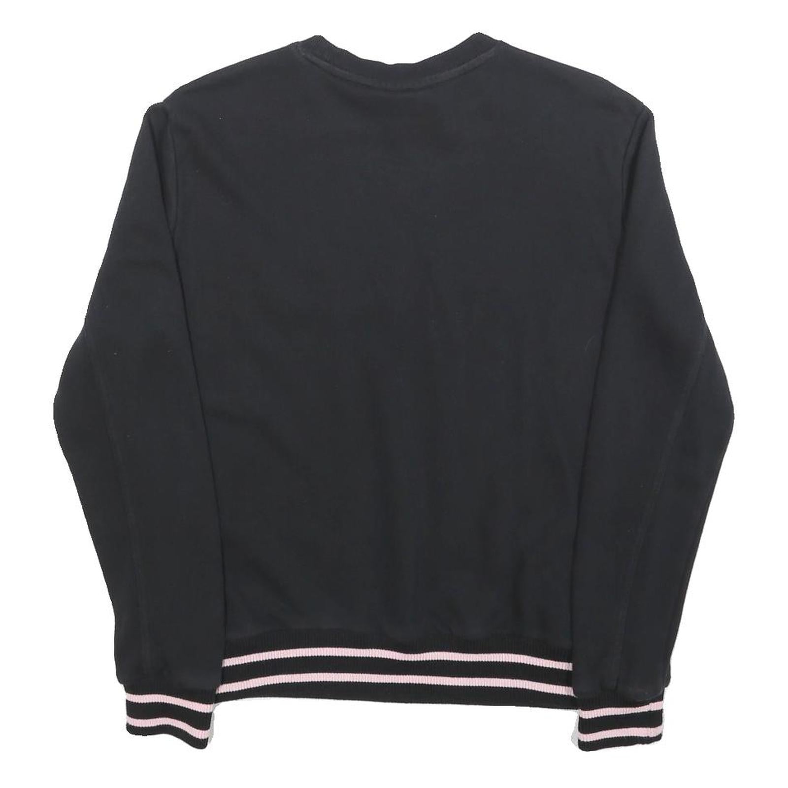 FILA Womens Black Crew Neck S Colourful Logo Sweatshirt Striped Cuffs