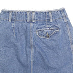 LIZ WEAR Womens Blue Denim Mini Cotton Plain Skirt Size S Button Closure