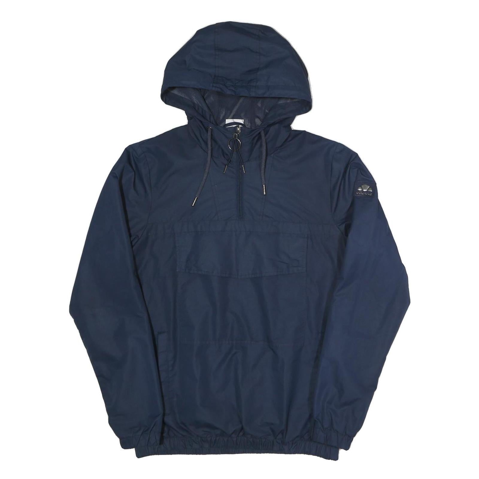 ELLESSE Mens Navy Blue Jacket M Polyester Plain Hooded Casual Outdoor