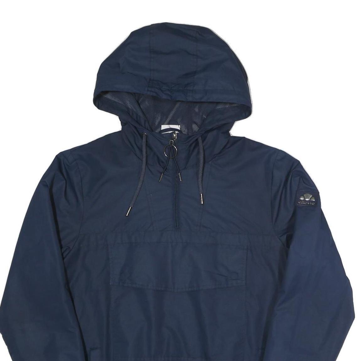 ELLESSE Mens Navy Blue Jacket M Polyester Plain Hooded Casual Outdoor