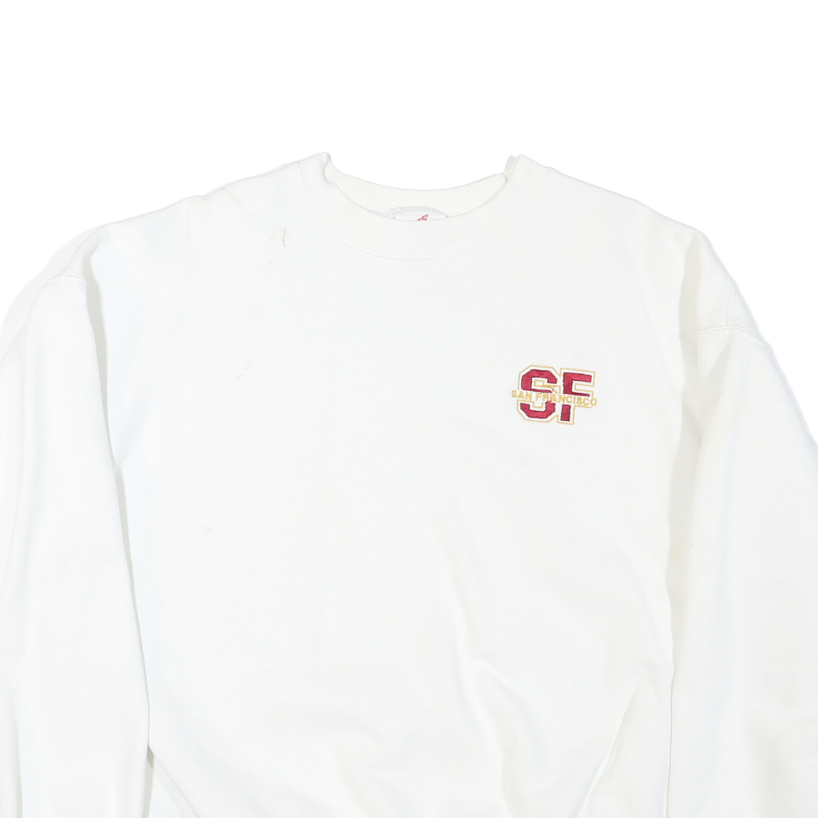 Mens White Sweatshirt SF Crew Neck XL Cotton Blend Casual Pullover