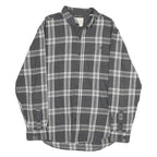WEATHERPROOF Mens Grey & White Check Shirt L Cotton Casual Long Sleeve Button