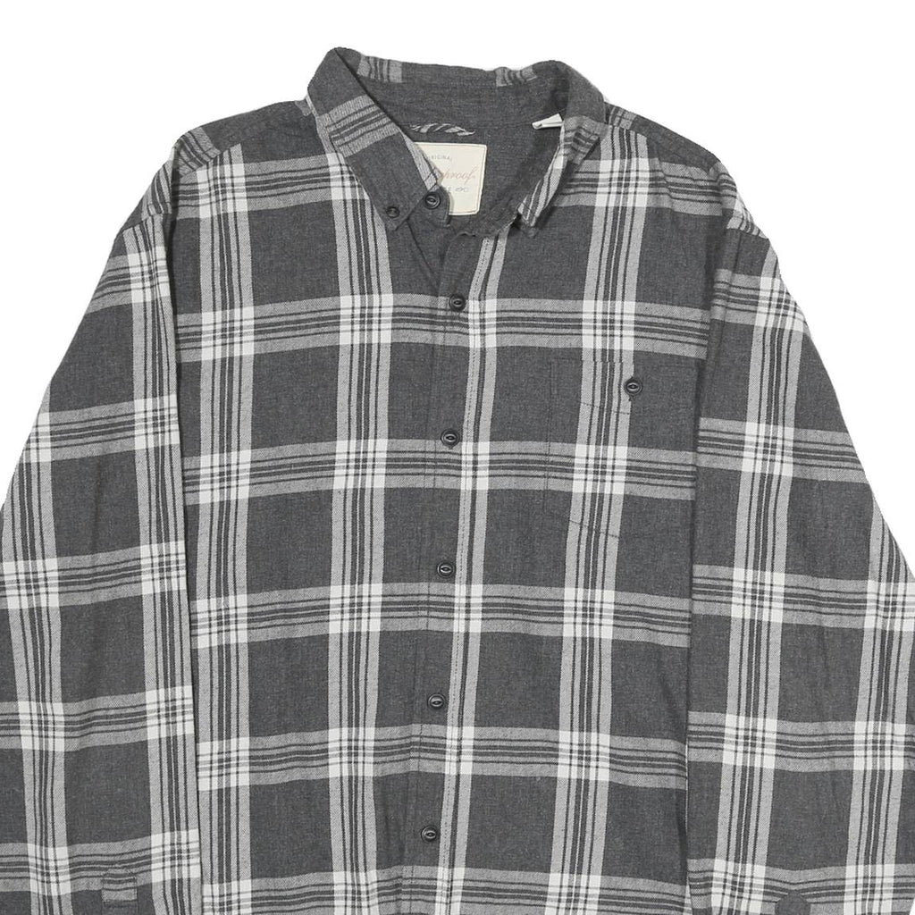 WEATHERPROOF Mens Grey & White Check Shirt L Cotton Casual Long Sleeve Button