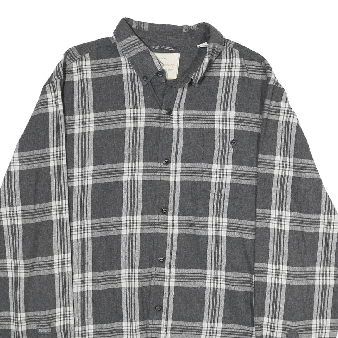 WEATHERPROOF Mens Grey & White Check Shirt L Cotton Casual Long Sleeve Button