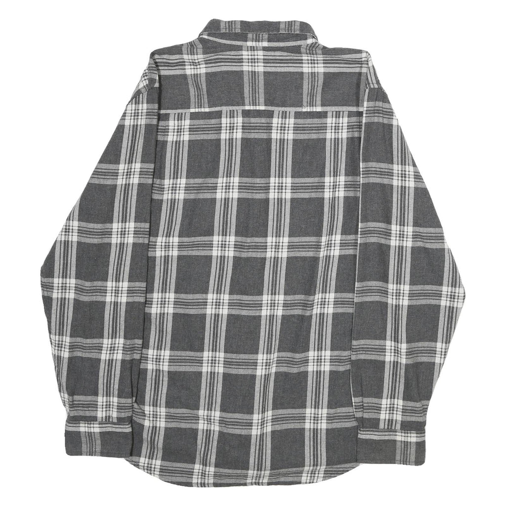 WEATHERPROOF Mens Grey & White Check Shirt L Cotton Casual Long Sleeve Button