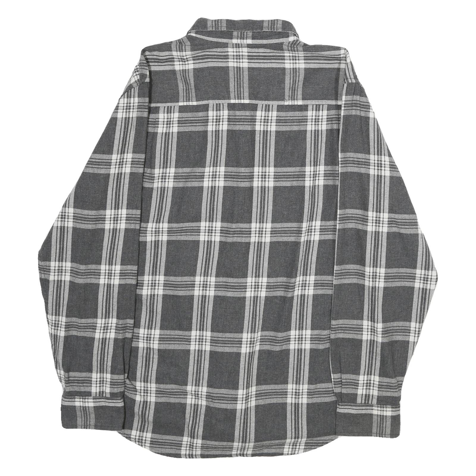 WEATHERPROOF Mens Grey & White Check Shirt L Cotton Casual Long Sleeve Button