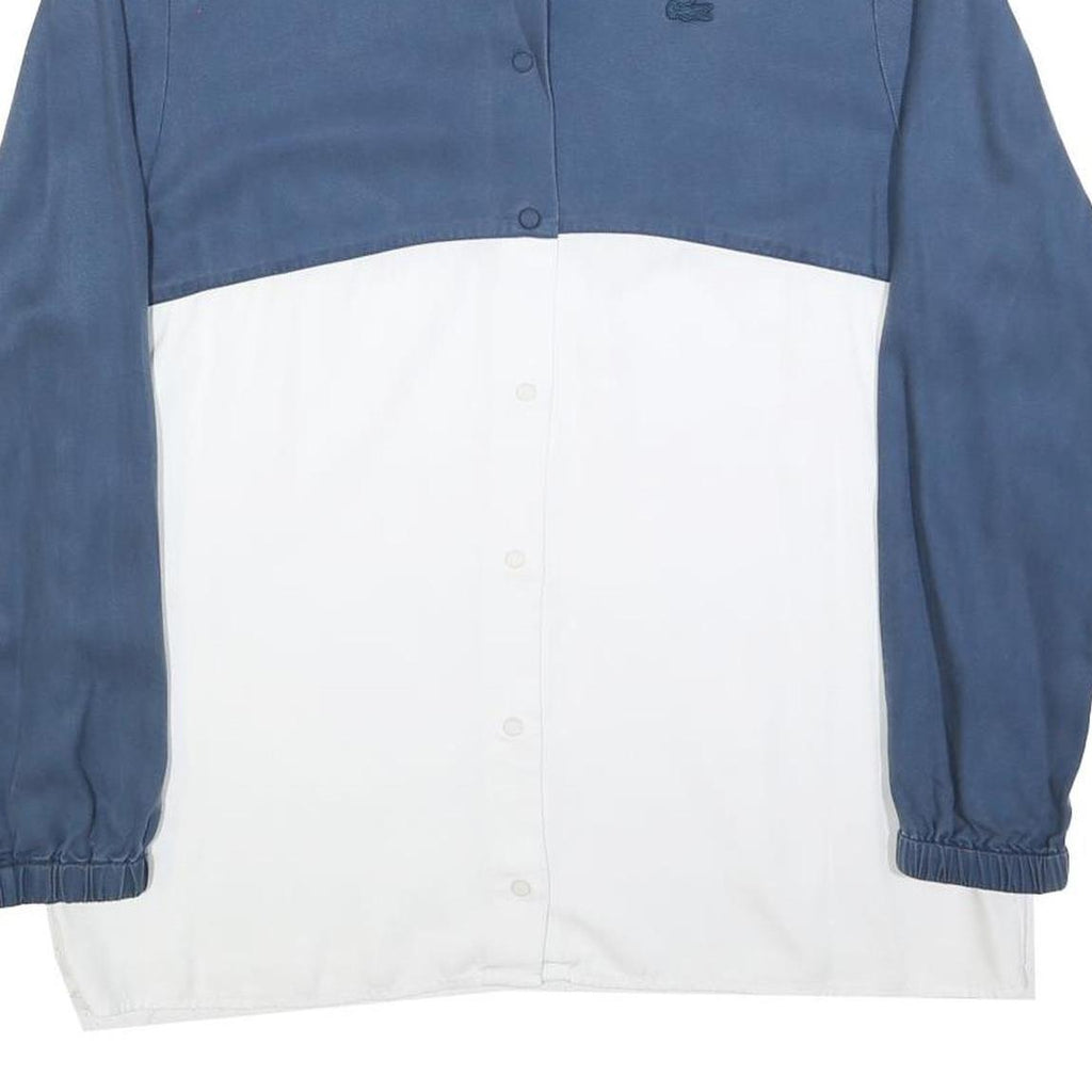 LACOSTE Womens Blue & White Shirt L Cotton Blend Long Sleeve Casual