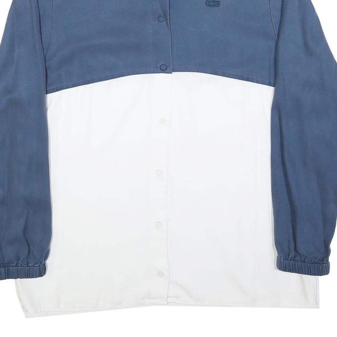 LACOSTE Womens Blue & White Shirt L Cotton Blend Long Sleeve Casual