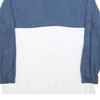 LACOSTE Womens Blue & White Shirt L Cotton Blend Long Sleeve Casual