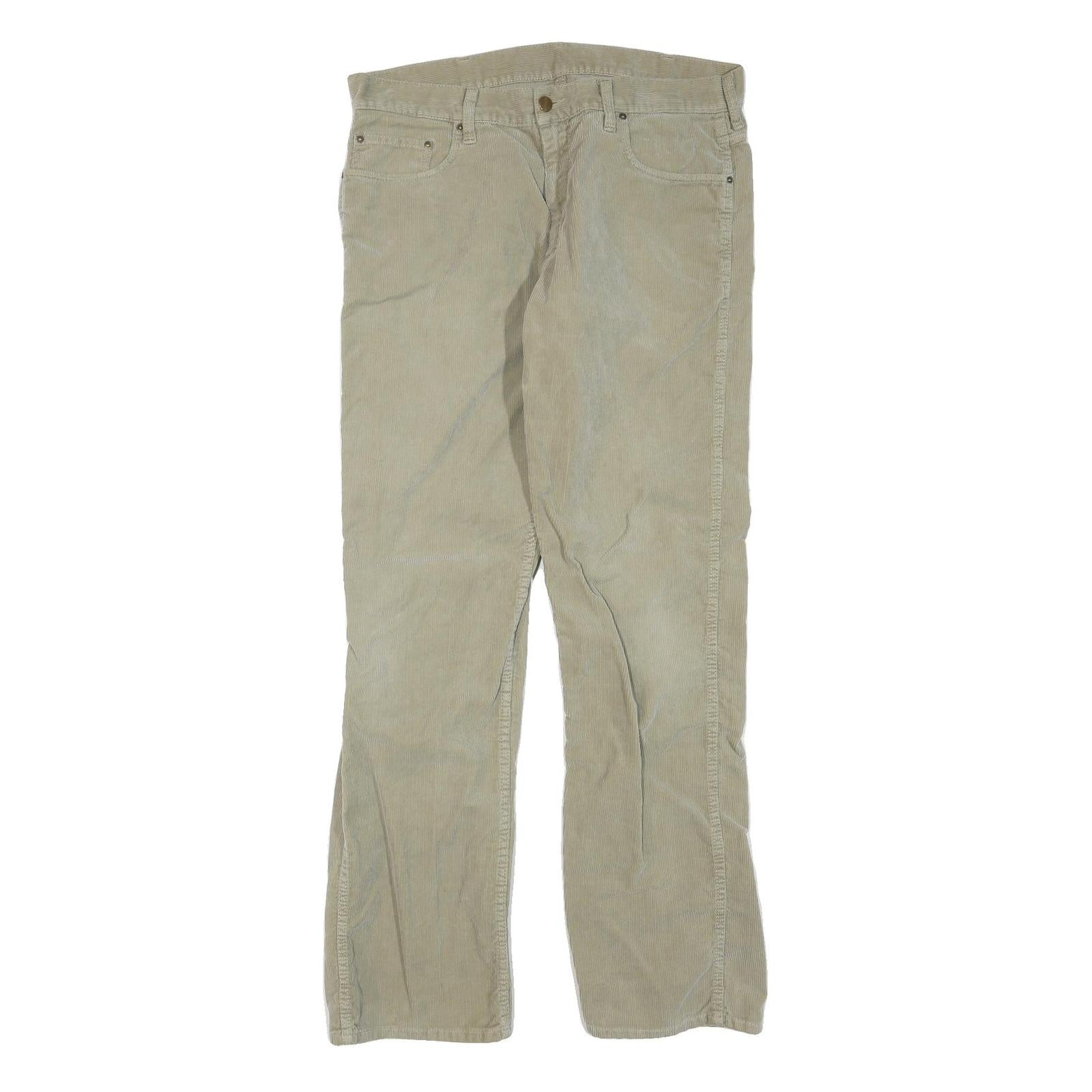 CARHARTT Mens Cotton Blend Beige Regular Straight Trousers W36 L32 Workwear Zip